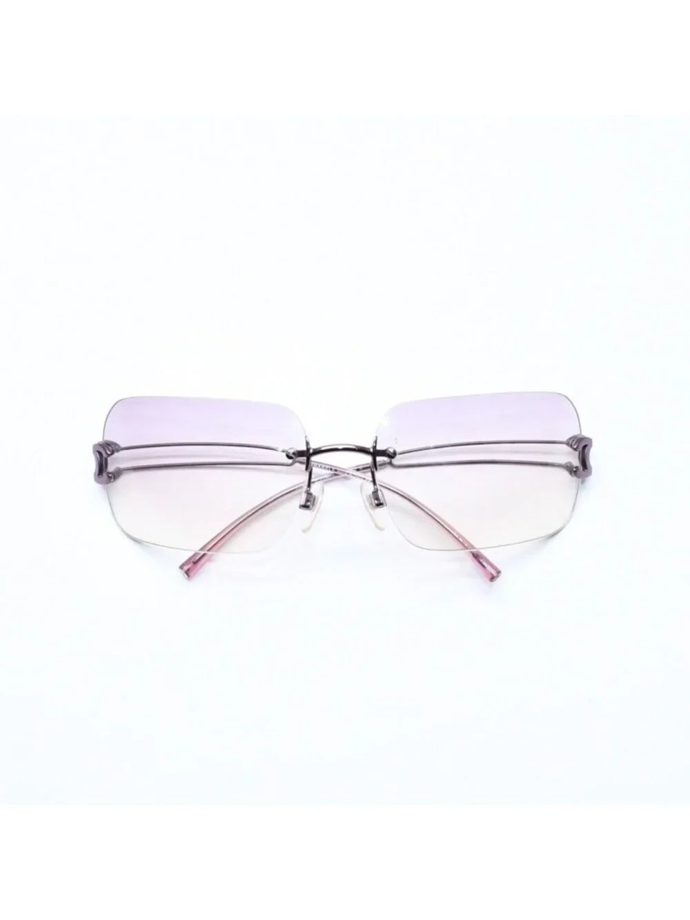 Chanel Rimless Sunglasses Side CC Logo Lavender Light Brown Gradient 16 Eyewear